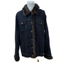 Dennis Basso Denim Jean Jacket With Brown Faux Fur Collar & Cuffs Size L