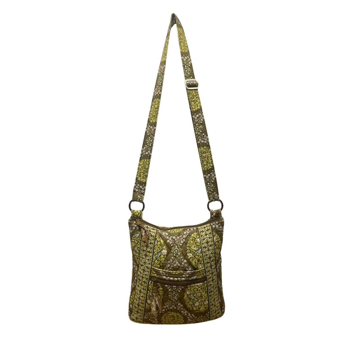 Vera Bradley Women’s Green Quilted Adjustable Strap Floral Pattern Crossbody Bag
