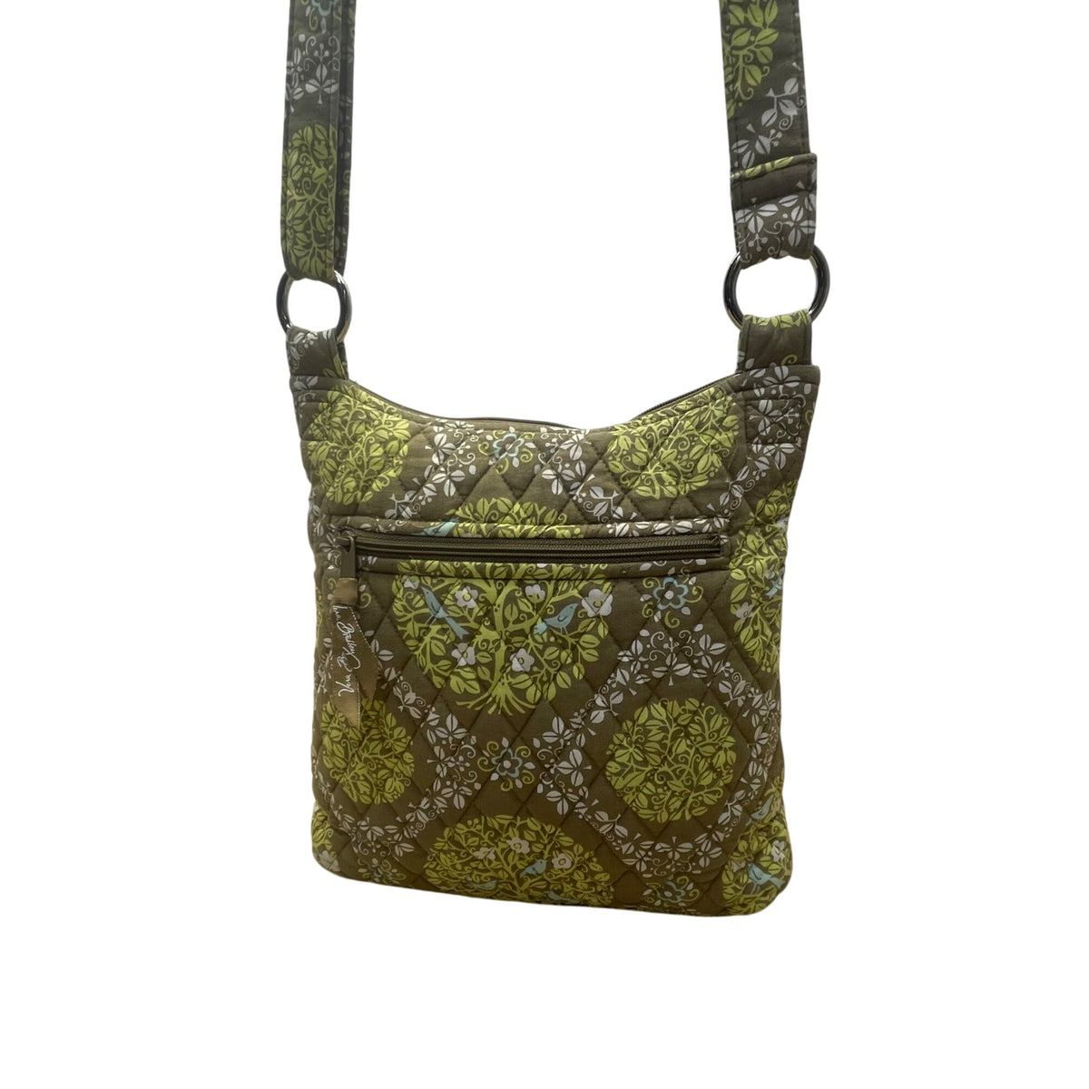 Vera Bradley Women’s Green Quilted Adjustable Strap Floral Pattern Crossbody Bag