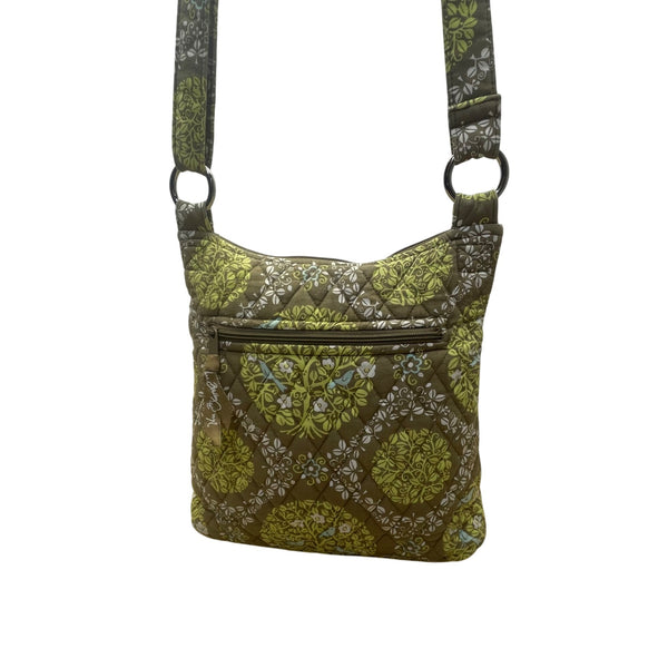 Vera Bradley Women’s Green Quilted Adjustable Strap Floral Pattern Crossbody Bag