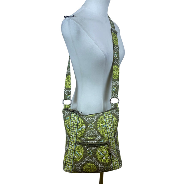 Vera Bradley Women’s Green Quilted Adjustable Strap Floral Pattern Crossbody Bag