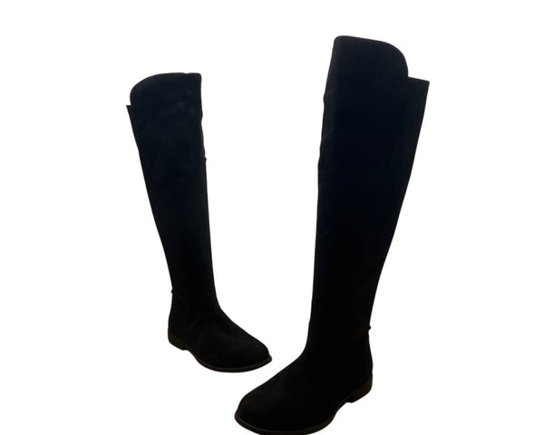 Shoe Ahoic Women’s Black Faux Suede Inside Zipper closure Knee High Boots Size 6