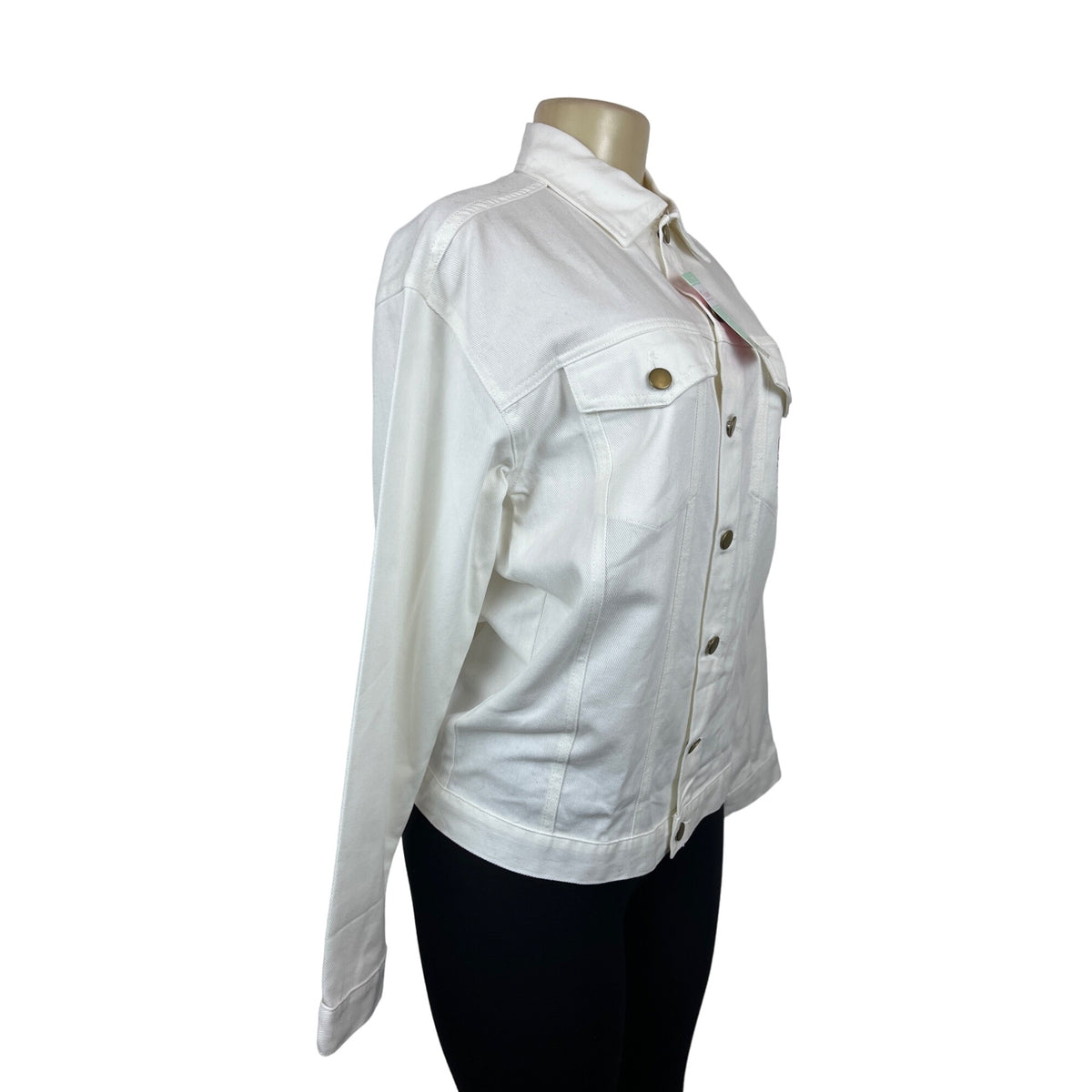 Pusheen Womens Denim Jacket W Embroidered Boba Patch Long Sleeve Sz XS - New