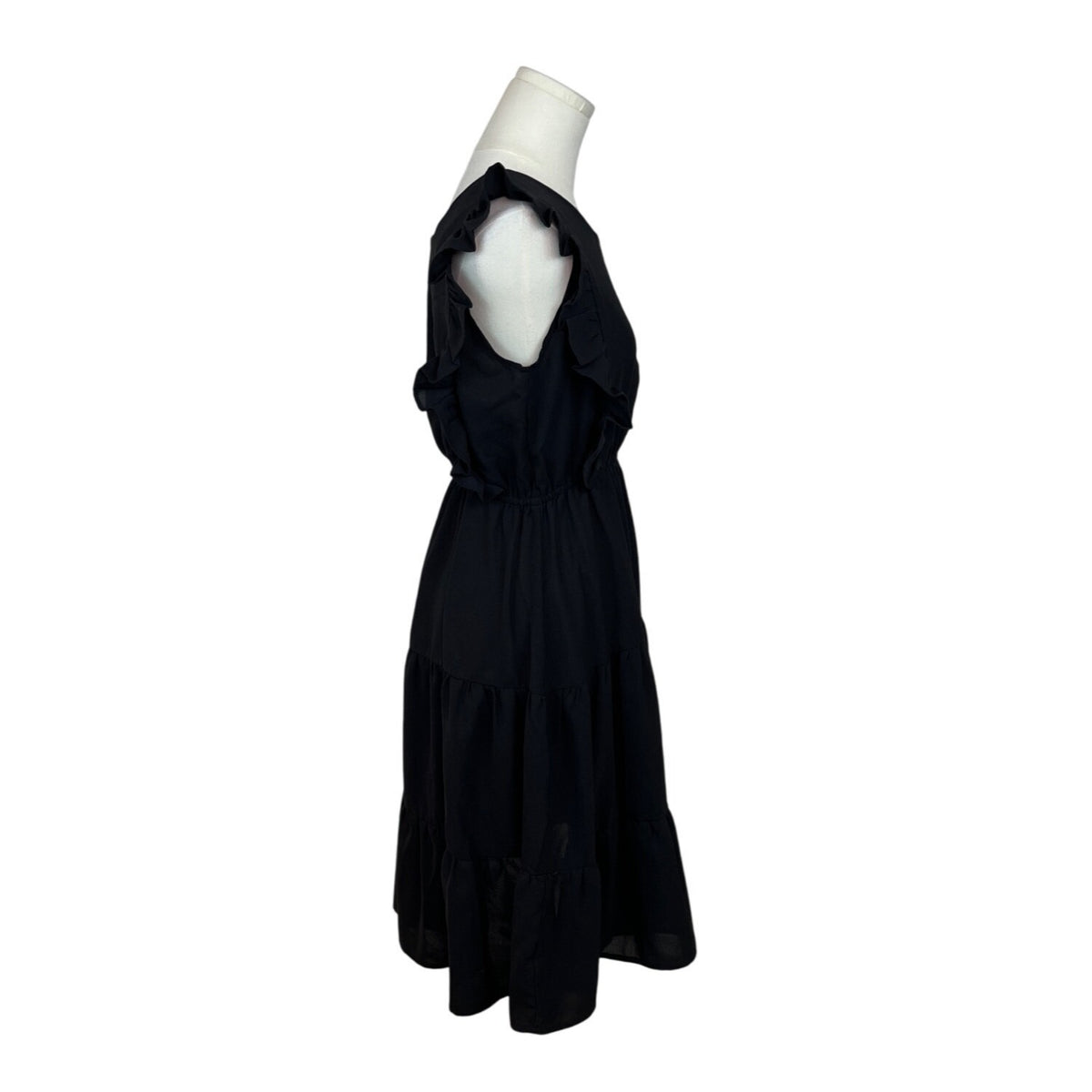 Black Ruffle Sleeveless Dress By Soun Hong - Casual Elegant Design Sz M-L