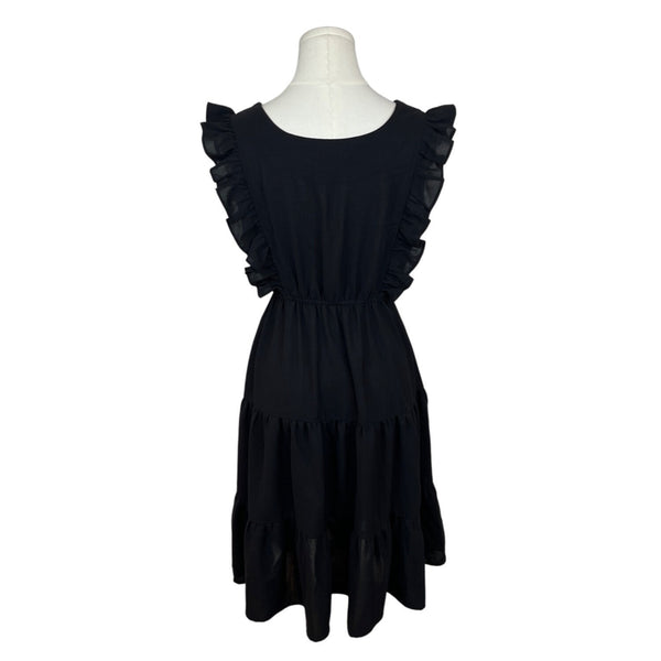Black Ruffle Sleeveless Dress By Soun Hong - Casual Elegant Design Sz M-L