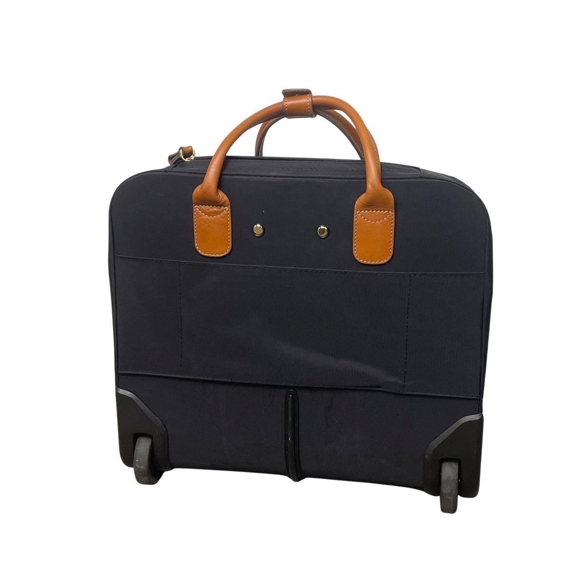 Brics Men’s Black Nylon & Brown Leather Rolling Travel Tote Carry-On Luggage