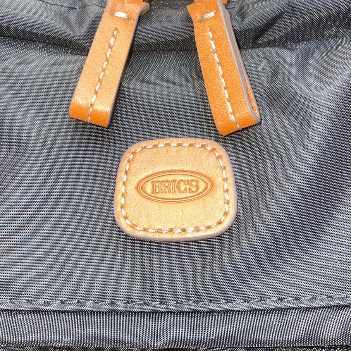 Brics Men’s Black Nylon & Brown Leather Rolling Travel Tote Carry-On Luggage