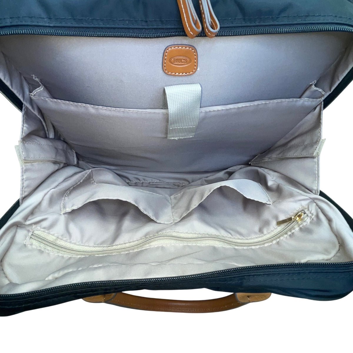 Brics Men’s Black Nylon & Brown Leather Rolling Travel Tote Carry-On Luggage