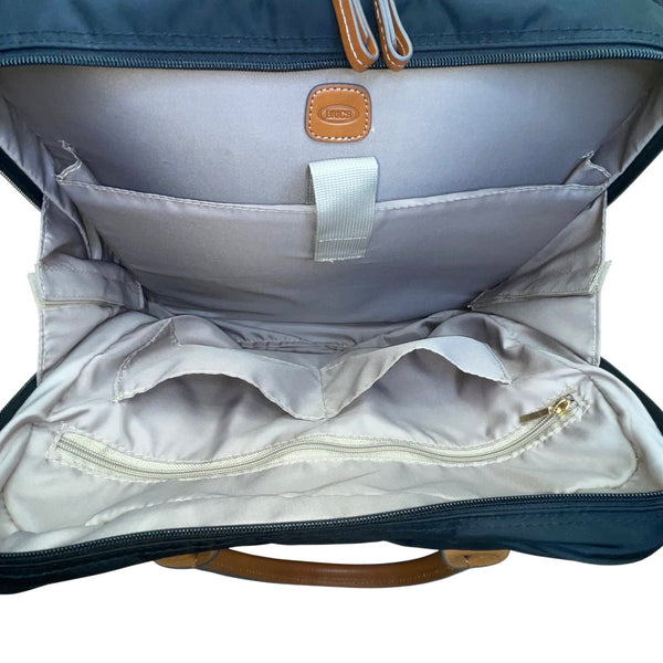 Brics Men’s Black Nylon & Brown Leather Rolling Travel Tote Carry-On Luggage