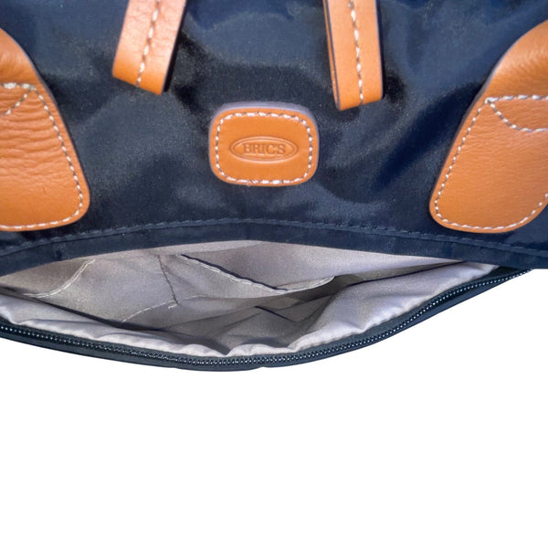 Brics Men’s Black Nylon & Brown Leather Rolling Travel Tote Carry-On Luggage