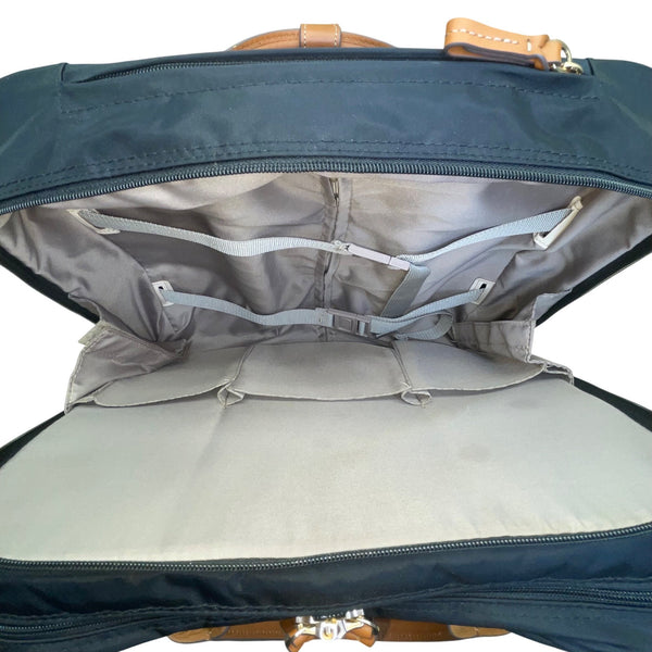 Brics Men’s Black Nylon & Brown Leather Rolling Travel Tote Carry-On Luggage