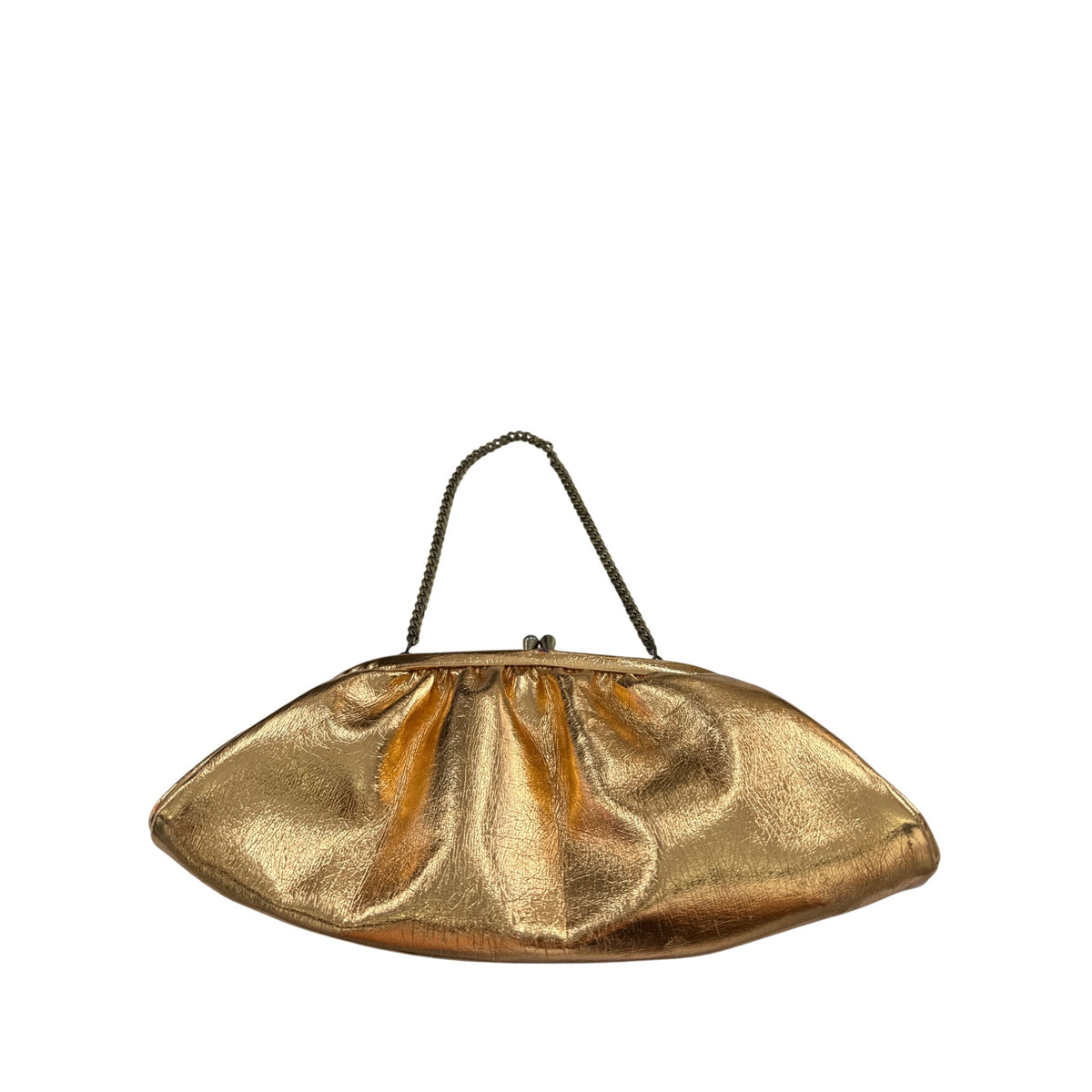 Vintage Gold Chain Metallic Clutch Womens Purse Classic Evening Bag Folded Design