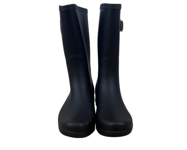 Chooka Womens Black Rubber With Adjustable Buckle Strap Rain Boots Size 9