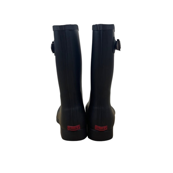 Chooka Womens Black Rubber With Adjustable Buckle Strap Rain Boots Size 9