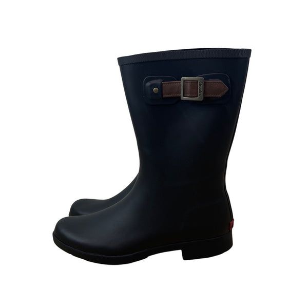 Chooka Womens Black Rubber With Adjustable Buckle Strap Rain Boots Size 9