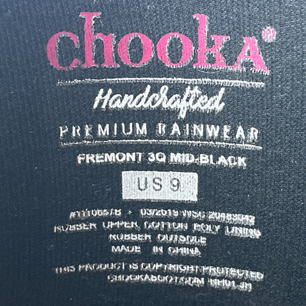 Chooka Womens Black Rubber With Adjustable Buckle Strap Rain Boots Size 9