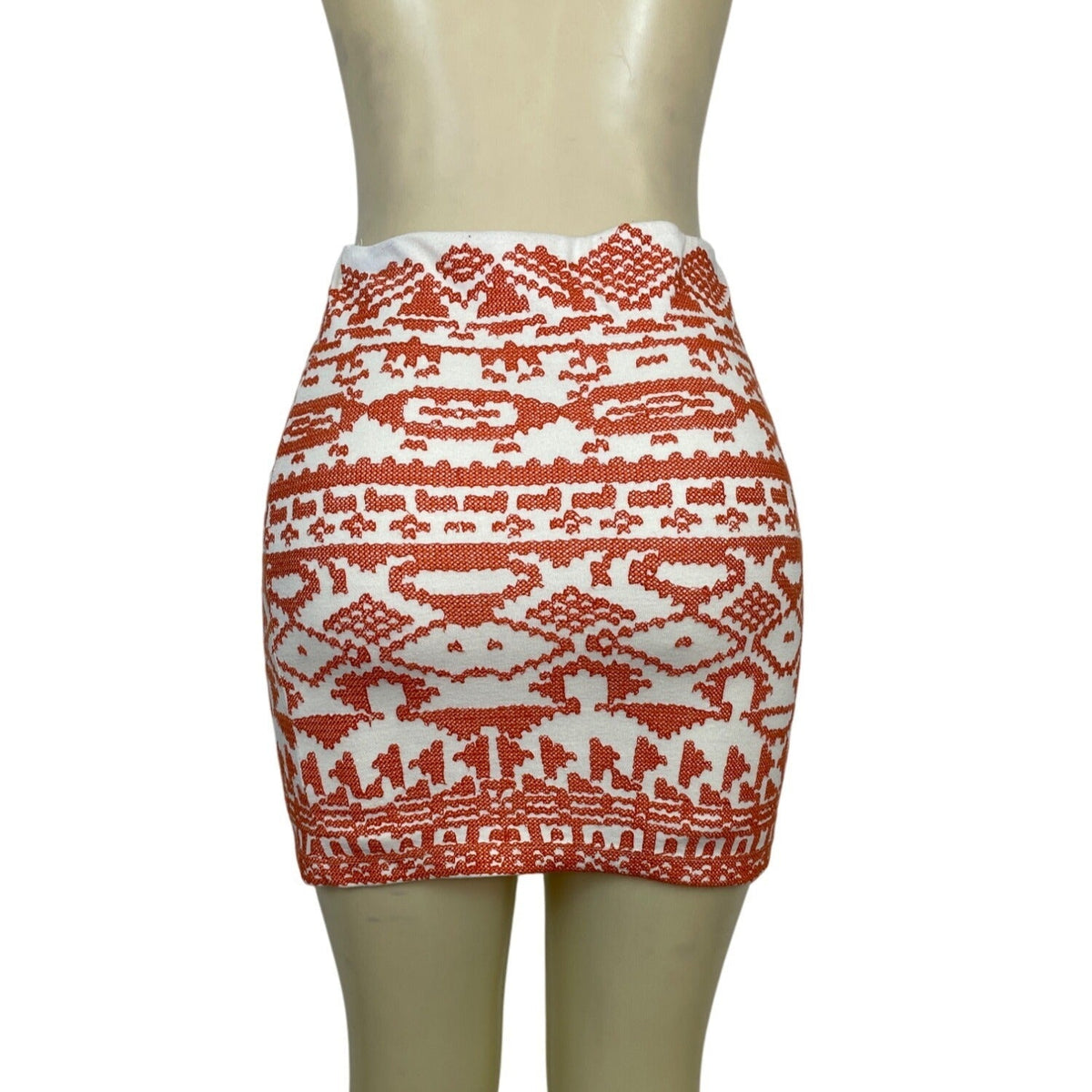 Willow & Clay Womens Orange & White Embroidered Mini Tube Skirt Size XS