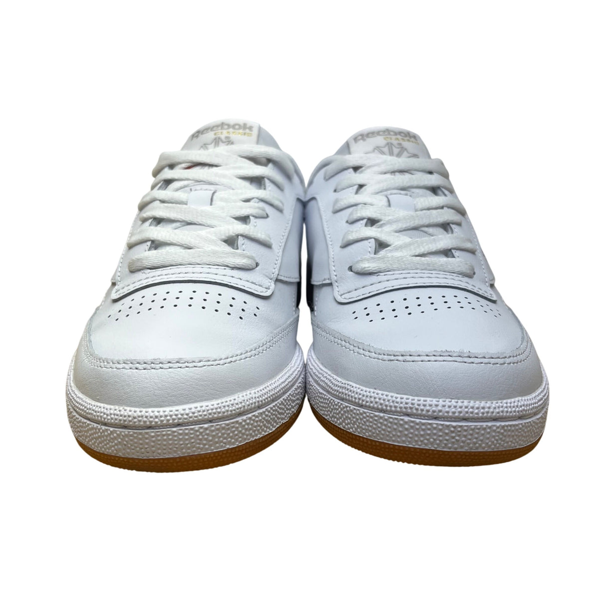 Reebok Women’s White Leather Lace Up Low-Top Classic Club C 85 Sneakers Size 8