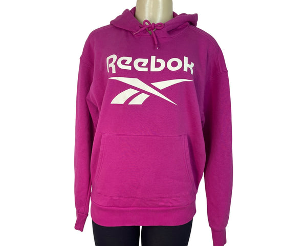 Reebok Womens Pink Logo Hoodie Sweatshirt Pullover Size M