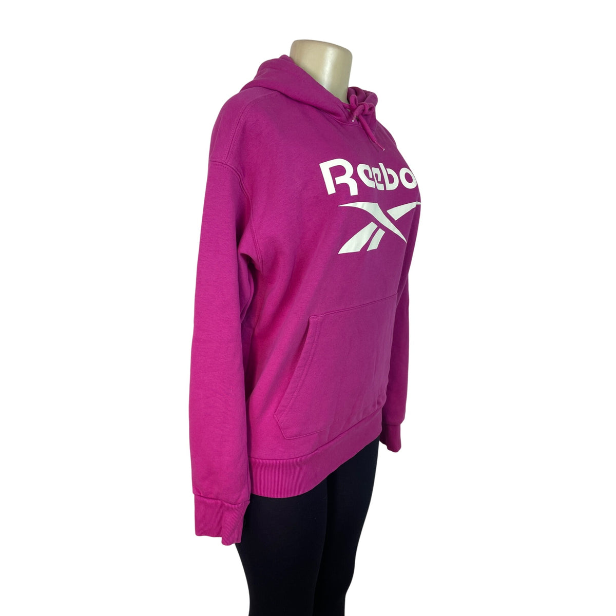 Reebok Womens Pink Logo Hoodie Sweatshirt Pullover Size M