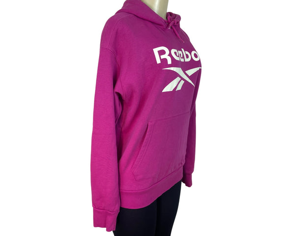 Reebok Womens Pink Logo Hoodie Sweatshirt Pullover Size M