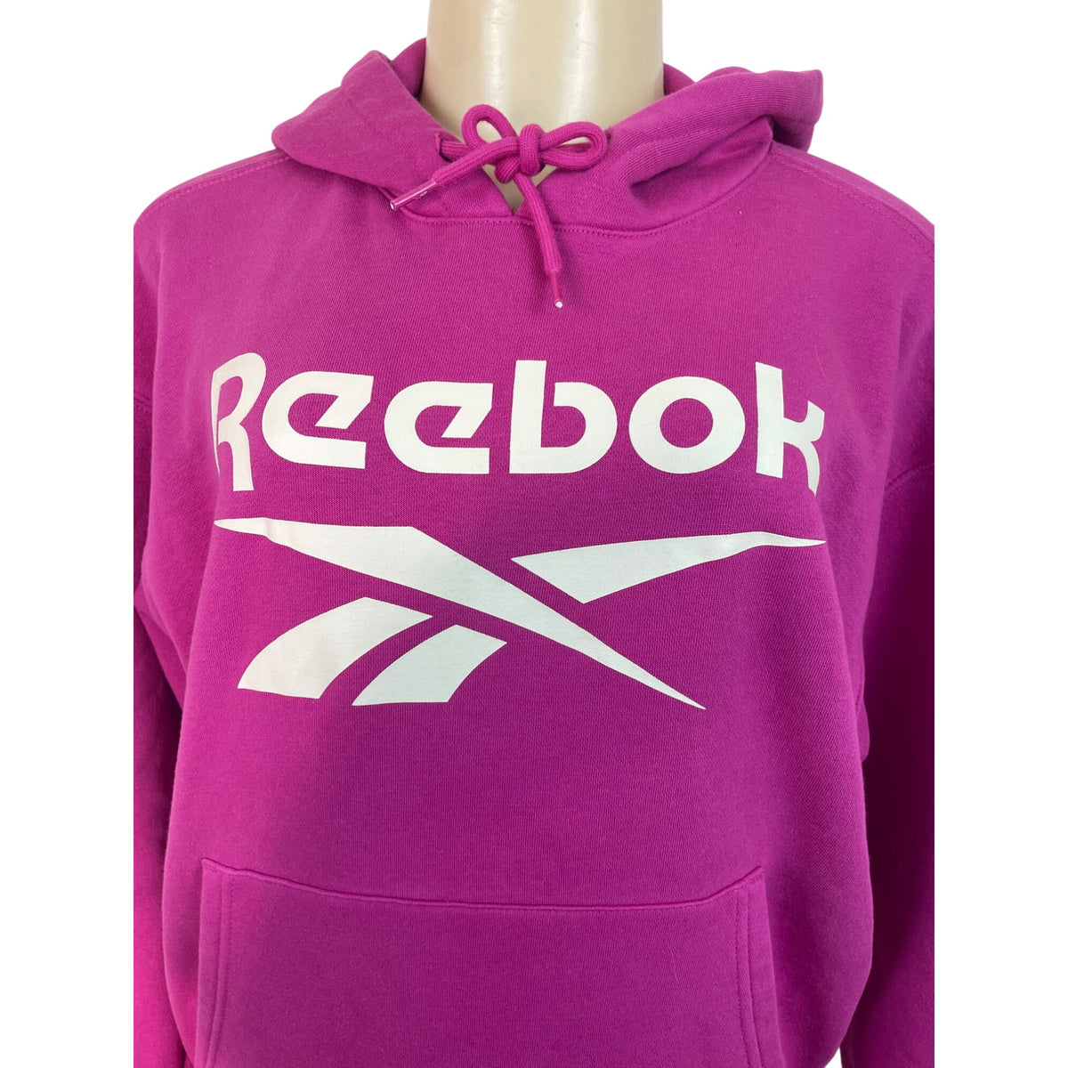 Reebok Womens Pink Logo Hoodie Sweatshirt Pullover Size M