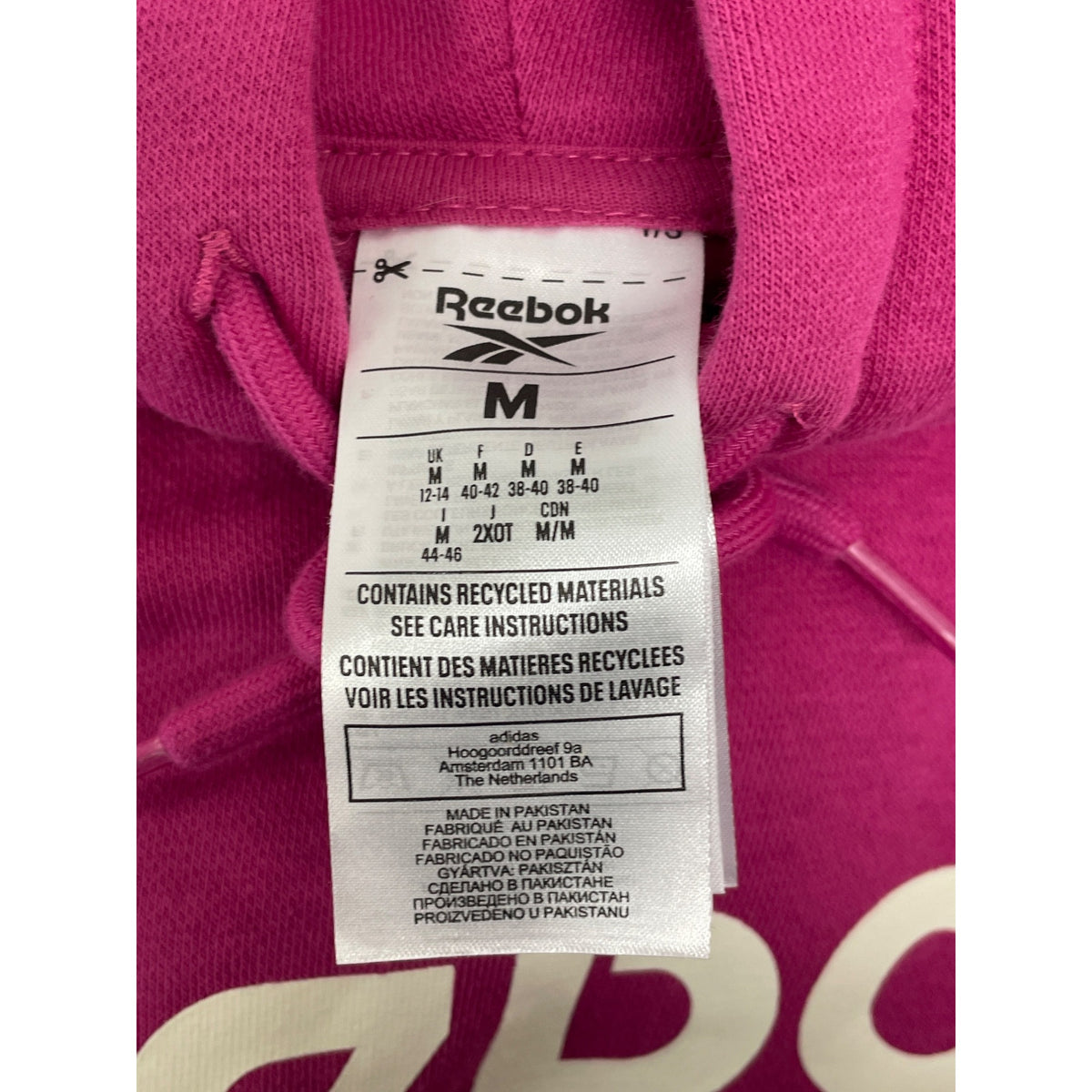 Reebok Womens Pink Logo Hoodie Sweatshirt Pullover Size M