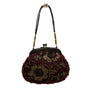 Christiana Women’s Burgundy Beaded Brass Frame & Beaded Handle Evening Handbag