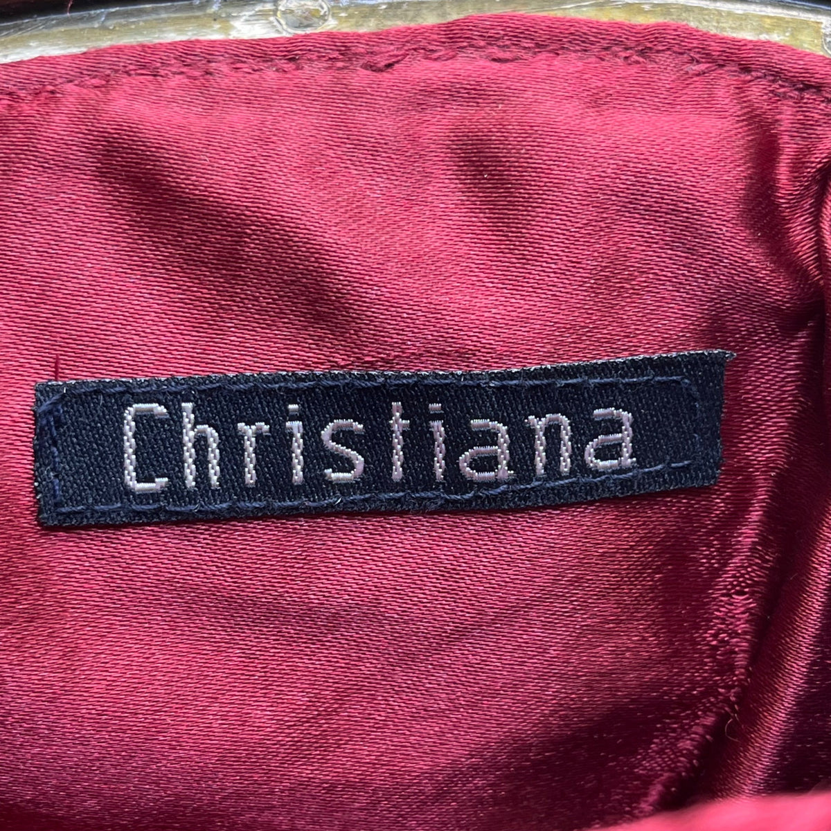 Christiana Women’s Burgundy Beaded Brass Frame & Beaded Handle Evening Handbag