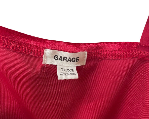 Garage Womens Red Satin Crop Top With Bow Tie Straps Size XS