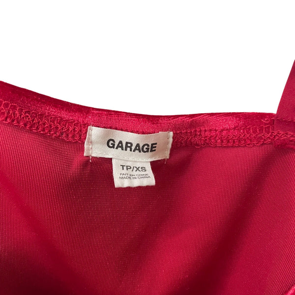 Garage Womens Red Satin Crop Top With Bow Tie Straps Size XS