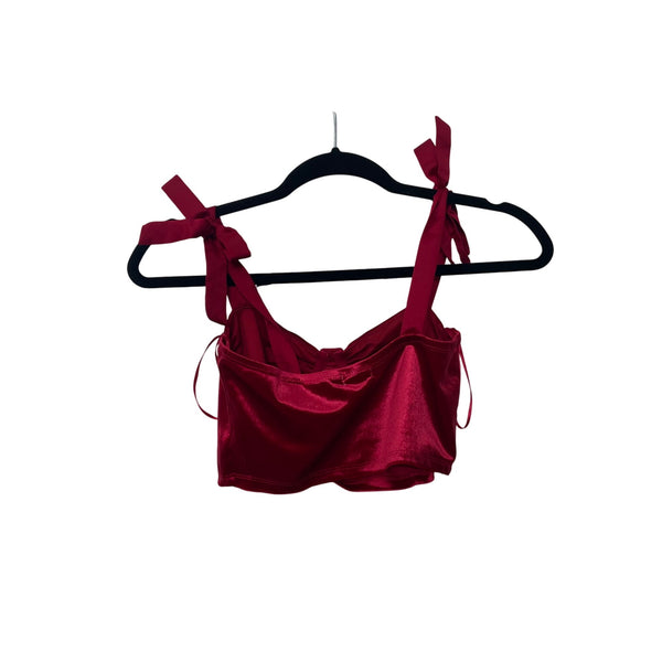 Garage Womens Red Satin Crop Top With Bow Tie Straps Size XS