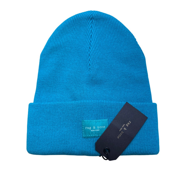 Rag & Bone New York Aqua Blue Knit Beanie Hat One Size - New