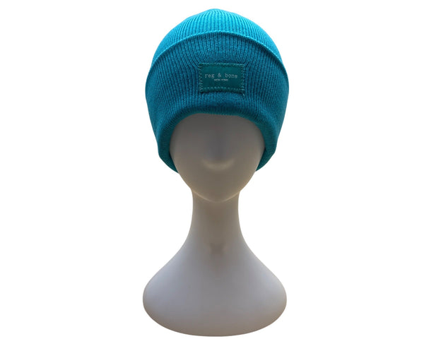 Rag & Bone New York Aqua Blue Knit Beanie Hat One Size - New