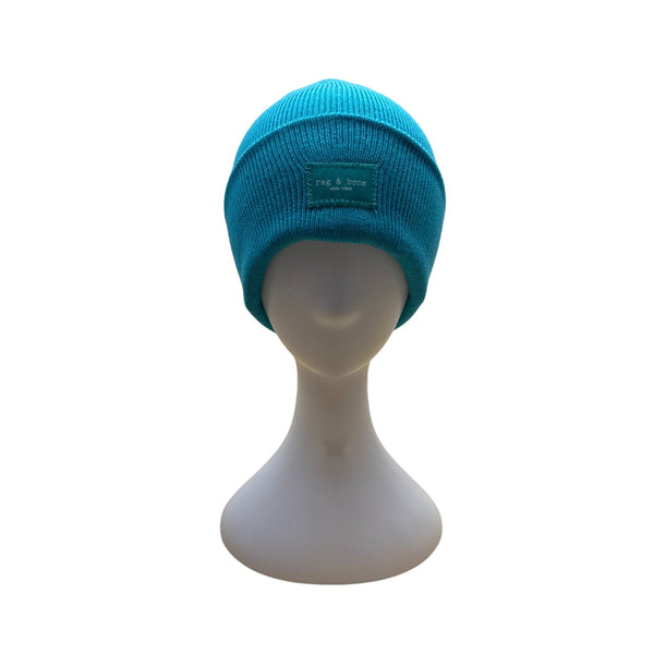 Rag & Bone New York Aqua Blue Knit Beanie Hat One Size - New
