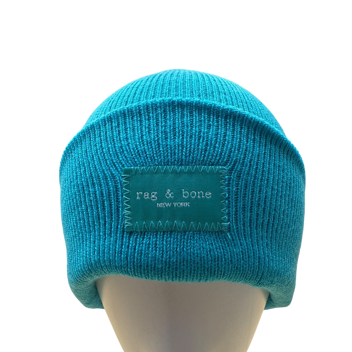 Rag & Bone New York Aqua Blue Knit Beanie Hat One Size - New