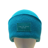 Rag & Bone New York Aqua Blue Knit Beanie Hat One Size - New