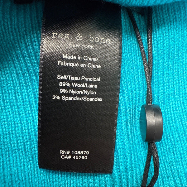 Rag & Bone New York Aqua Blue Knit Beanie Hat One Size - New