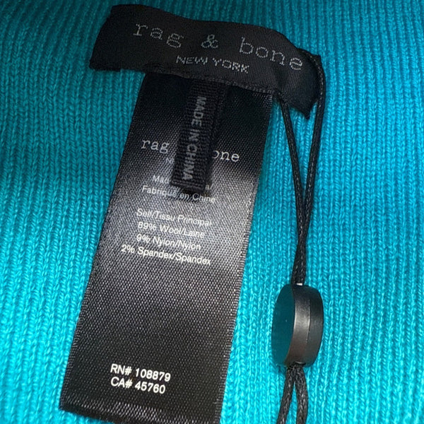 Rag & Bone New York Aqua Blue Knit Beanie Hat One Size - New
