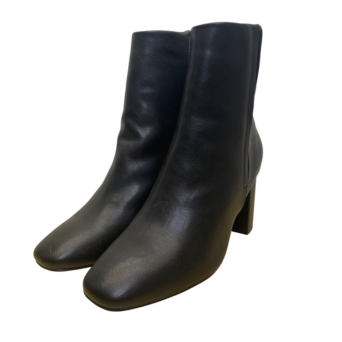 Jessica Cline Women’s Black Faux Leather Block Heel Anniston Ankle Boots Sz10W