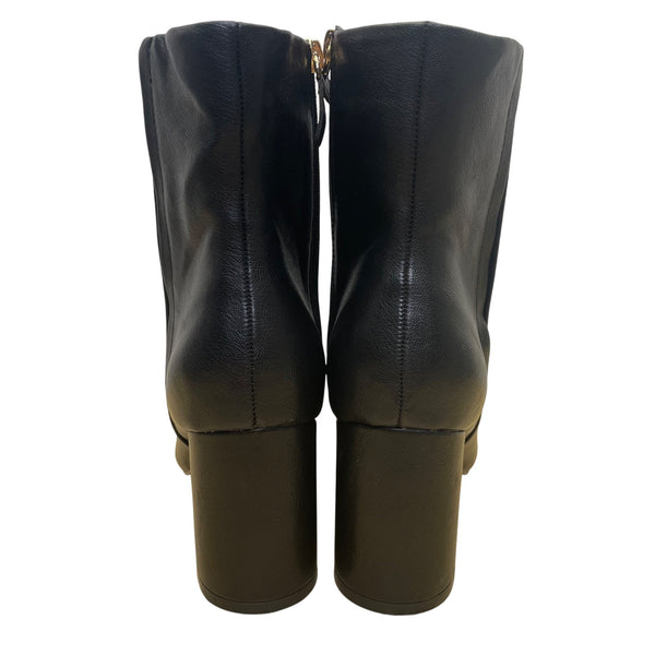 Jessica Cline Women’s Black Faux Leather Block Heel Anniston Ankle Boots Sz10W