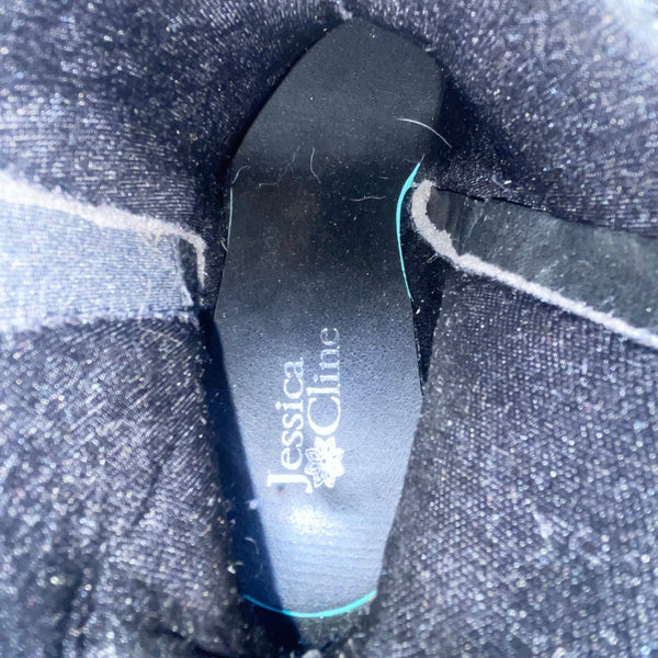 Jessica Cline Women’s Black Faux Leather Block Heel Anniston Ankle Boots Sz10W