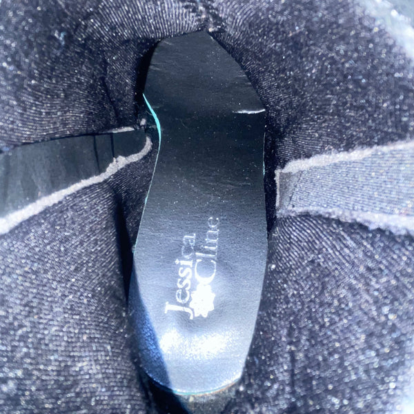 Jessica Cline Women’s Black Faux Leather Block Heel Anniston Ankle Boots Sz10W