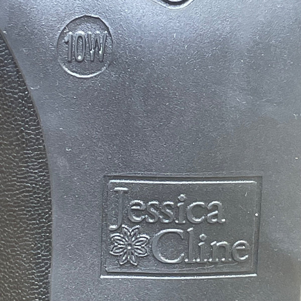 Jessica Cline Women’s Black Faux Leather Block Heel Anniston Ankle Boots Sz10W