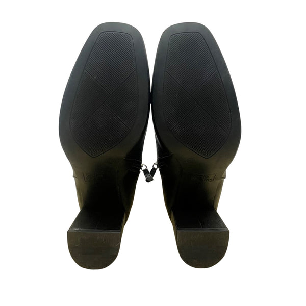 Jessica Cline Women’s Black Faux Leather Block Heel Anniston Ankle Boots Sz10W