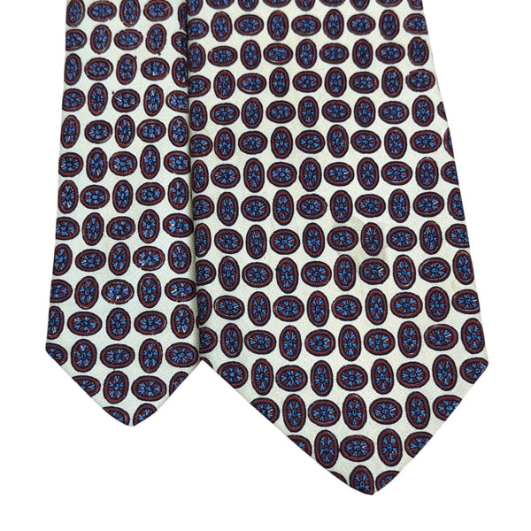 VIntage Brooks Brothers Mens Cream & Red Geometric Silk Tie Made In England