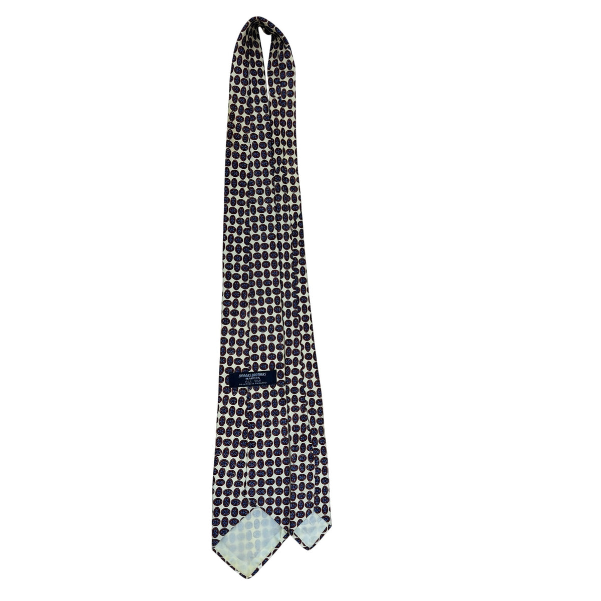 VIntage Brooks Brothers Mens Cream & Red Geometric Silk Tie Made In England