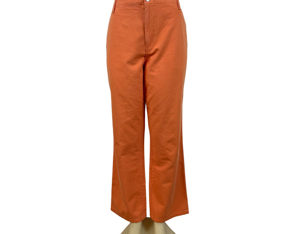 Tommy Hilfiger Womens Orange Cotton Pants Size 14 Made In Mauritius