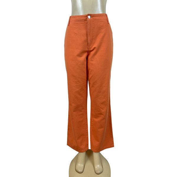 Tommy Hilfiger Womens Orange Cotton Pants Size 14 Made In Mauritius