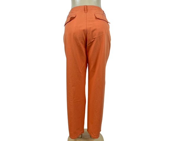 Tommy Hilfiger Womens Orange Cotton Pants Size 14 Made In Mauritius